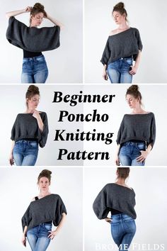 the instructions for how to knit a poncho - knitting pattern are shown here