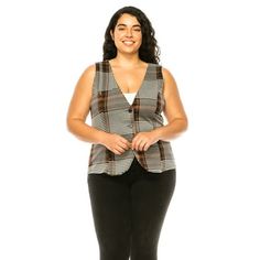 Product Description: Vest with button closure and back tie.This vest features a classic button closure with a complementary back tie for a secure and adjustable fit. Perfect for any event, the hem sits at the hip and provides a timeless look and feel. Approx: Length: 22 in, Bust: 32 in Size based on SMALL 90%POLYESTER, 9%RAYON, 1%SPANDEX Size Chart(Inches) / HVE02104 1XL => Chest: 38-40 / Sleeve: 23.5 / Waist: 30-32 2XL => Chest: 40-42 / Sleeve: 24 / Waist: 32-34 3XL => Chest: 42-44 / Sleeve: 24 Plus Size Dressy Casual, Plus Size Dressy, Dress Suit Vest, Vest Ideas, Waistcoat Woman, Women Vest, Business Formal Dress, Suit Waistcoat, Tuxedo Suit