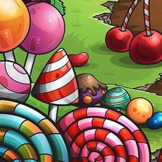 an image of candy land with many colorful candies