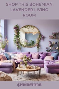 Lavender Living Room, Purple Furniture, Casa Country, Bohemian Living Room, Apartment Decor Inspiration, Boho Living Room