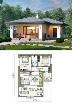 the floor plan for a small house with two levels and an open living area in it