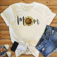 Sunflower Shirt Ideas, Sunflower Baby Showers, Printed Tshirt, Ladies T Shirt, 1st Bday