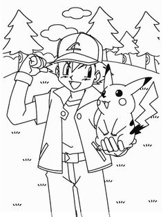 the pokemon coloring page is shown with an image of pikachu and her friend