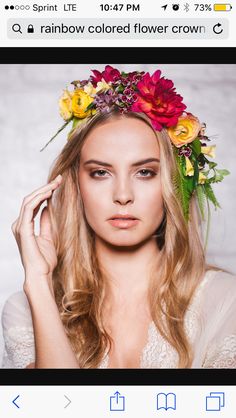 Hippie Wedding Hair, Crown Photography, Floral Portrait, Medium Length Updo, Flowers Crown, Side Bangs Hairstyles, Design Makeup, Arrangement Floral