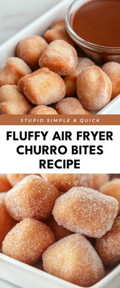 Image for Fluffy Air Fryer Churro Bites Recipe Sweet Yummy Desserts, Easy Snack Foods To Make At Home, Air Fryer Beaver Tails, Easy Bake Dessert Recipes, Baking Recipes Churros, Dessert In Air Fryer Recipe, Recipes To Try Dessert, Churro Dough Recipe, Sweet Easy Snacks To Make