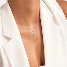 "Discover the beauty of the 14k Solid Gold Diamond Cross Necklace, a solitaire diamond cross pendant necklace perfect for women who appreciate dainty and meaningful religious jewelry. Crafted from 14k real gold, this necklace exudes elegance, making it an ideal gift for her. The delicate cross design makes this necklace a timeless piece that will be cherished for years to come. D I A M O N D D E T A I L S Diamond Quality: * Minimum carat: 1/100 ct = 0.01 ct * Minimum clarity: SI2 * Minimum color Gift Diamond Necklace With Cross Pendant, Brilliant Cut Cross Pendant Necklaces, Classic Diamond Cross Pendant Necklace, Classic White Cross Necklace, Diamond Cross Necklace Gold, Diamond Cross Necklace, Gold For Women, Solitaire Diamond Pendant, Faith Necklace