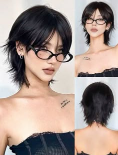 Achat sur ebay Haircut Model For Women, Hair Styles To Draw, Short Haircut Bangs, Short Hair Wolfcut, Model Haircut, Makeup Glasses, Short Mullet, Shot Hair, Haircut Women