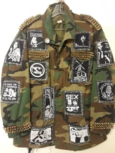 Punk Jacket Back, Leather Jacket With Patches, Jacket Back Patch, Jean Jacket Patches, Army Fatigue