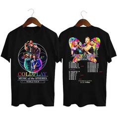 two t - shirts with the concert schedule on them