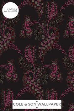 a black background with pink and brown designs