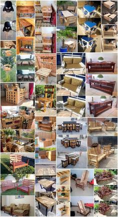 many different types of wooden furniture are shown