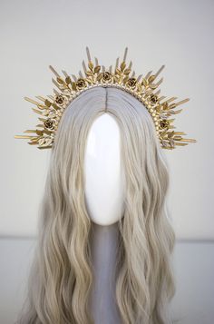 Halo Crown Wedding, Wedding Halo Headband, Wedding Halo Headpiece, Gold Halo Crown, Crown Fairy, Festival Crown, Halloween Crown, Halo Headpiece, Crown Halo