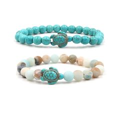 PRICES MAY VARY. Bead Size:8mm; Weight: about17.5g/pc. Packing:2pcs as image Gender: women,men. Material:The beads bracelets are mede of Natural Stone.Each bracelet is made with an elastic band to fit most wrist sizes! Sea Bracelet:Sea turtle symbolism perseverance,steadfastness,healing. So it's a very nice gift for best friends, sisters, besties, cousins, mother,classmates, colleagues, Birthday, Christmas, Reunion, Graduation, holidays, family parties, friendship memorial and any other special Turtle Symbolism, Turtle Bracelet, Surfer Bracelets, Miyuki Bracelet, Turquoise Bead Bracelet, Foot Jewelry, Sea Turtles, Magnetic Bracelet, Nature Bracelets