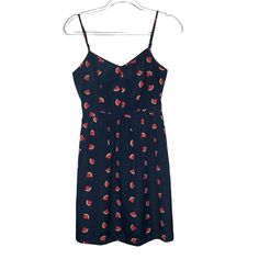 J CREW Watermelon Print Mini Cami Dress Sleeveless Fit & Flare Navy Blue Size 2

Size: 2
Pit to pit: 16 in
Length: 34 in
Condition: Preowned. Great condition. 

Details:
Adjustable cami straps
Back zipper
Side pockets
Elastic on back of waistband for fit
Bust darts
Lined
Sleeveless
Allover watermelon print
V-neckline
Lightweight
Fit & flare silhouette
100% Polyester #sundress #beach #resort Sundress Beach, Watermelon Print, Mini Cami Dress, Jcrew Women, Beach Resort, Cami Dress, Dress Sleeveless, Sundress, Watermelon