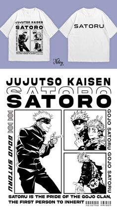 an image of some type of t - shirt with the words satoro on it