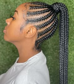 Cornrows To Ponytail, Hair Braid Into Ponytail, Cornrows Into Ponytail, Braids Into Ponytail, Feed In Braids Ponytail, Hairdo Ideas, Feed In Ponytail, Cornrow Ponytail, Feed In Braids