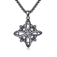 PRICES MAY VARY. ✨Witches Knot Necklace Design✨ This Witches Knot necklace adorned with four vibrant purple zircon stones, which adds an element of mystery and magic to the necklace, making it a truly unique and captivating piece. Express your individuality and embrace your inner witch with this symbolic and stylish necklace that exudes a sense of empowerment and enchantment ✨Witches Knot Necklace Measurement✨ Witches Knot Pendant Size:30.6*27.2 mm(1.2*1.07 inch), with stainless steel chain leng Witches Knot, Witch Pendant, Inner Witch, Witch Necklace, Black Witch, Witch Jewelry, Magical Jewelry, Necklace Making, Stylish Necklace