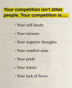 an open book with the words your competition isn't other people, your competition is