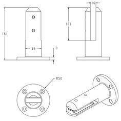 the drawing shows an image of two different parts, one with a hole in it