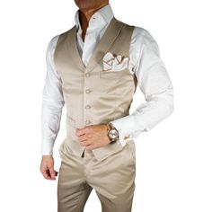 Champagne Oro Fiore Dinner Jacket Stylish Waistcoats, Blazers For Men Casual, Satin Suit, Double Breasted Waistcoat, Tuxedo Women, Suits Men Business, Dinner Jacket, Mens Luxury Fashion, Three Piece Suit