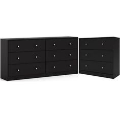 two black dressers side by side on a white background