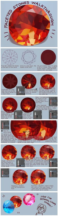 an info sheet showing the different types of diamonds in each diamond shape and color scheme