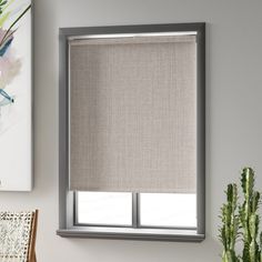 Symple Stuff Blackout Natural Roller Shade & Reviews | Wayfair Natural Roller Shades, Black Out Shades, Sheer Roller Shades, Woven Blinds, Blackout Roman Shades, Blackout Roller Shades, Fabric Installation, Blackout Shades, Solar Shades