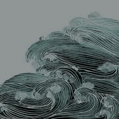 an artistic drawing of waves in the sky