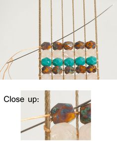 an image of some beads on a string and the words close up above it are pictures of different colored beads