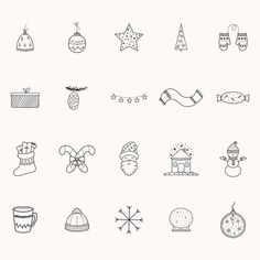 christmas icons are shown in black and white