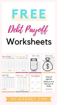 the free debt payoff worksheet with text overlay