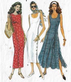 90s Fashion Patterns, 90s Sewing Patterns, Sewing Patterns 90s, 90s Dress Sewing Pattern, 90s Dress Pattern, Simple Summer Dresses, Elegant Feminine, Sewing Projects Clothes, Printable Sewing Patterns