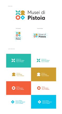 the logo for museum pistoia, which is located in an italian language and features colorful