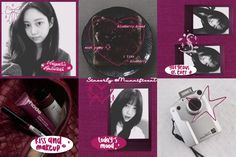 a collage of photos with pink and black accents, including a heart shaped plate