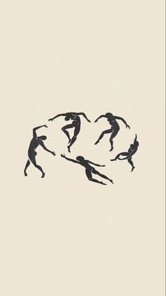 the silhouettes of three people are swimming