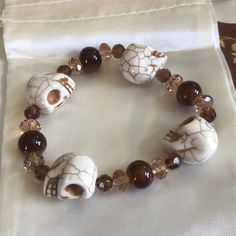 Resin Skulls, Brown Crystals, Skeleton Bracelet, Heart Lungs, Colorful Bead Bracelets, Pearl Cuff Bracelet, Sterling Silver Bead Bracelet, Sterling Silver Charm Bracelet, Satin Bags