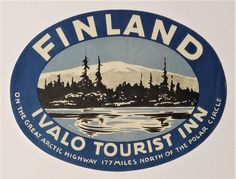 a blue and white sign that says finnland vialo tourist inn