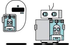 an image of two robots that are connected to each other and one is holding the door open