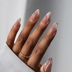 Amazon.com : fall nail Btartbox Nails, Press On Nails Almond, 3d Sculpting, Press On Nails Medium, Metallic Design, Smink Inspiration, Minimal Nails