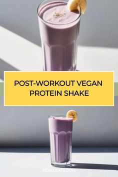 Post-workout vegan protein shake garnished with a banana slice. Protein Shake Ingredients, Shot Of Tequila, Vegan Protein Shake, Tart Cherry Juice, Homemade Recipes Dessert, Ice Milk, Vegan Protein Powder