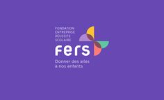 the logo for fers is shown on a purple background