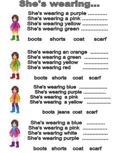 a crossword puzzle with the words, she's wearing a purple coat and boots