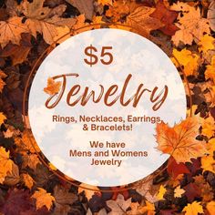 the $ 5 jewelry ring, necklaces, earrings and bracelets are on sale