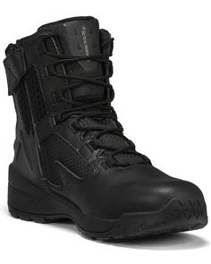 Full-grain leather. 7" lace-up boot with zipper. Round soft toe. Fabric lining. Cushioned footbed. Belleville Boots, Tactical Shoes, Side Zip Boots, Weather Boots, Tactical Boots, Military Boots, Athletic Fashion, Designer Boots, Men Shoes Size