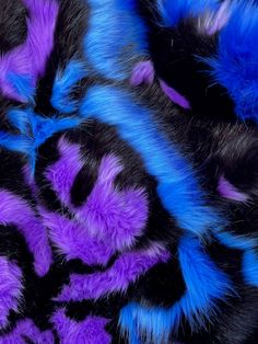 an animal print with blue and purple fur