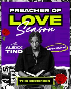 the poster for preacher of love season, featuring an image of a man with dreadlocks