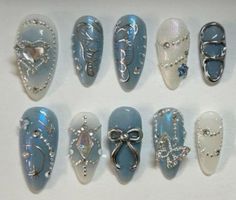 Hard Box Packaging, Chrome Butterfly, Fake Nails Designs, Blue Chrome, Fantasy Nails, Ombre Acrylic Nails