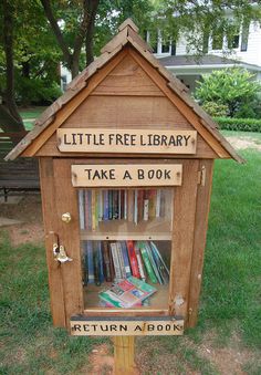 there is a little library that has books in it