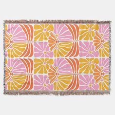 an orange, pink and yellow pattern on a white background