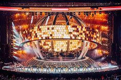 an aerial view of the stage during a concert